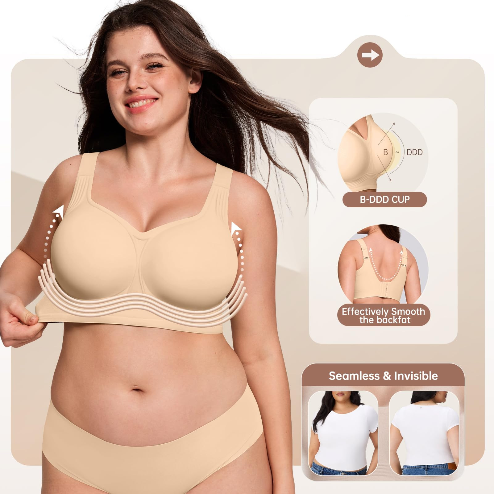 Plus Size Wireless Bra for Wom - Full Coverage Bra recension och pris