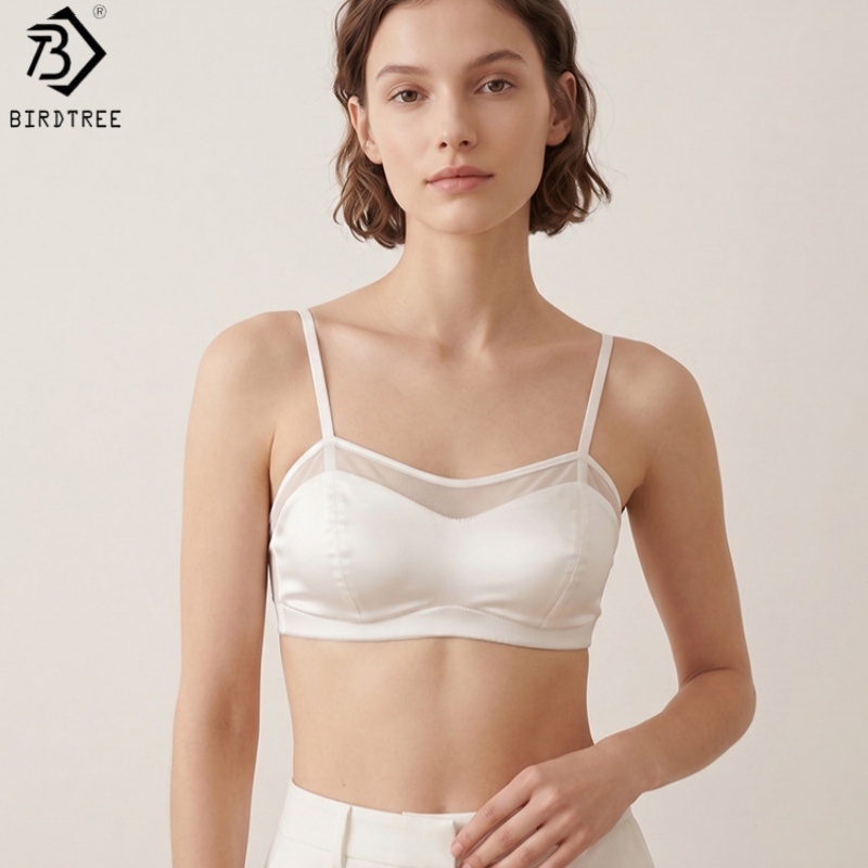Birdtree, 19MM 93% Real Silk 7 - Sheer Mesh Bra recension och pris